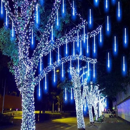 大型圣诞树6米7米8米9米10米12米led流星雨七彩串灯满天星户外防水挂