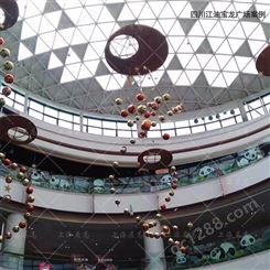 新年装饰美陈 大型商场酒店中庭吊饰 天井螺旋造型布置大红球装饰