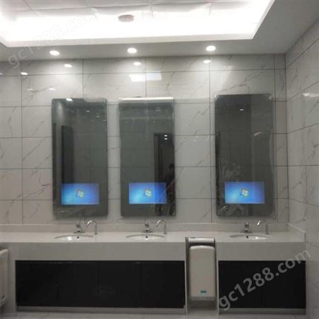 广视美19寸公厕魔镜 洗手间智能镜面屏 商场显示屏镜子厂家定制