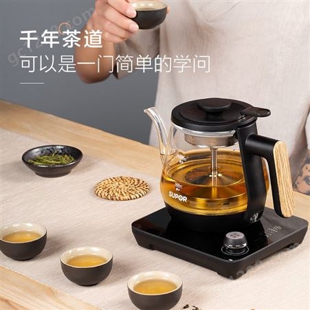 苏泊尔SW-10C02养生壶煮茶器煮茶壶电热水壶烧水壶迷你玻璃花茶壶