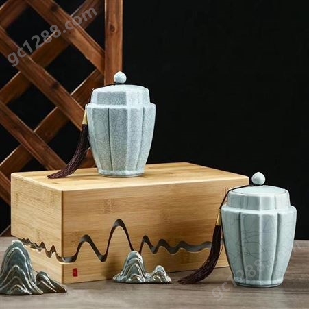 活动礼品陶瓷茶叶罐 双罐礼盒套装 节庆用品礼品定制