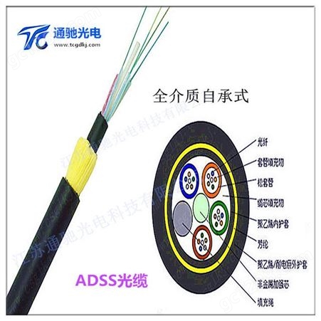 12芯ADSS光缆生产厂家 江苏通驰光电 ADSS-12B1-800  非金属自承式光缆 