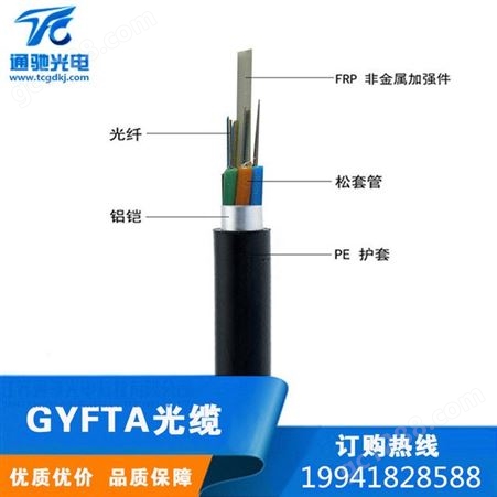 室外GYFTA-8芯单模层绞式松套管FRP加强非金属芯室外管道架空光缆