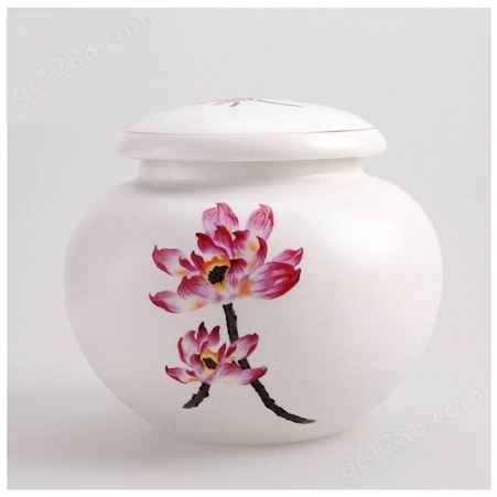 中式创意陶瓷储物罐 圆形陶瓷储茶罐人参藏红花罐子定制