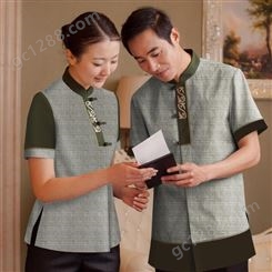 夏季中式刺绣酒店客房保洁长袖短袖男女式工作服定制