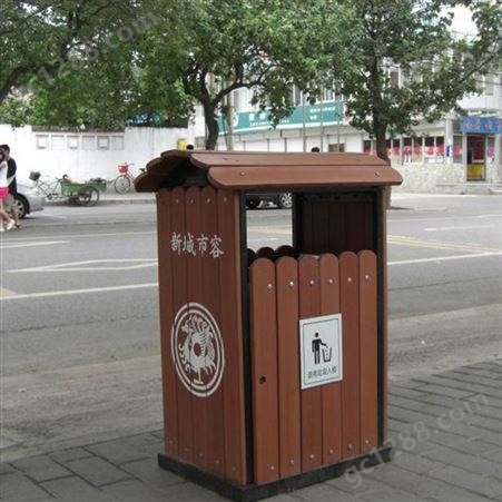 定制户外钢木双桶垃圾桶 景区仿古果皮箱 不锈钢平面图