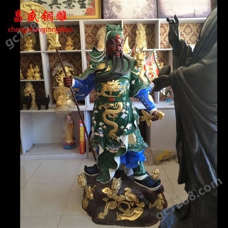 香港昌盛铜雕彩绘关公信誉保障纯铜佛像