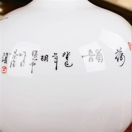 景德镇陶瓷花瓶 手绘粉彩荷韵石榴瓶 胡慧中名师作品收藏