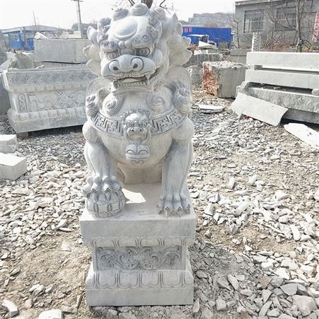 石头动物雕塑狮子厂家 志诚石业 用心雕刻 石雕狮子北京狮