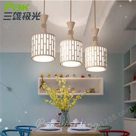 三雄极光吊灯创意3头餐厅灯E27金色鱼线型吊灯现代简约吊灯