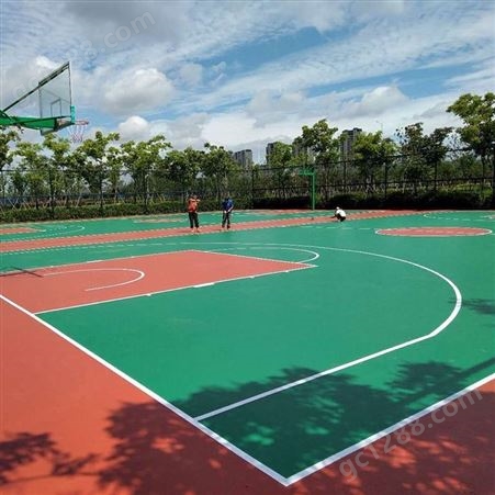 环保硅pu室外篮球场3mm 排球羽毛球网球场馆橡胶地面材料施工 