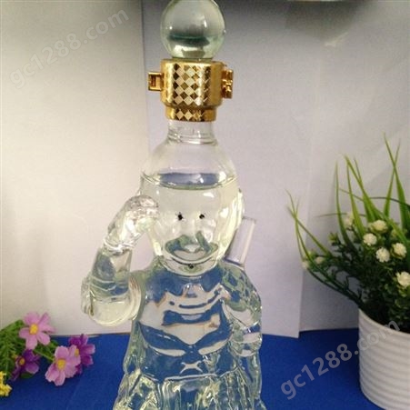 招财猴酒瓶  生肖猴子玻璃瓶  创意白兰地空瓶     酒柜摆件