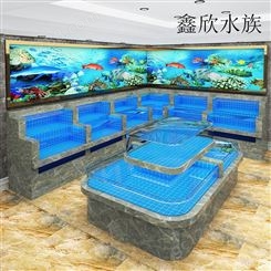 超市玻璃鱼缸定制设计-海鲜鱼缸-异形海鲜池定做-海鲜鱼缸观赏鱼缸生态鱼缸-鑫欣水族