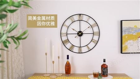 欧式挂表简约客厅时钟 铁艺数字挂钟 创意装饰钟表跨境clock