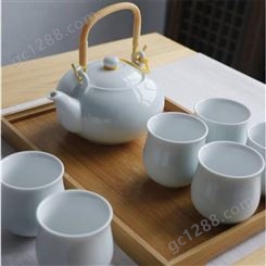 日式家用大号提梁壶茶具套装 哥窑定窑陶瓷茶壶茶杯 功夫茶具礼盒装