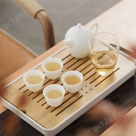日式功夫陶瓷茶具套装 便携快客杯 陶瓷侧把壶储水式干泡茶盘