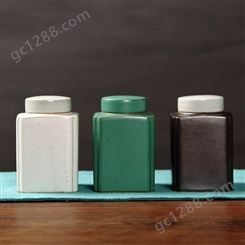 脂白小号方形茶叶罐 影青瓷四方密封陶瓷储物罐 普洱茶罐装饰品摆件