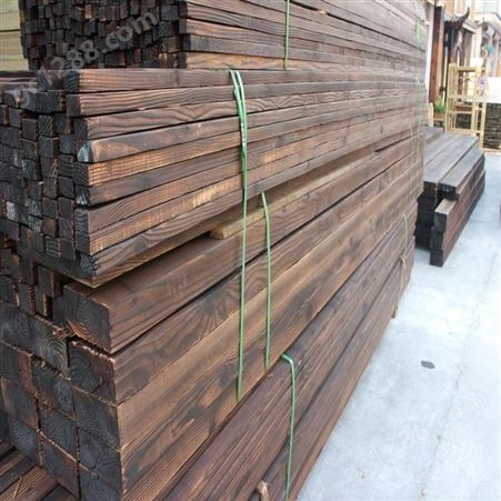 深度碳化木 户外园林防腐木材 樟子松炭化木面板龙骨