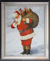 相框圣诞节日礼品相框、圣诞老人油画框、装饰帆布画框